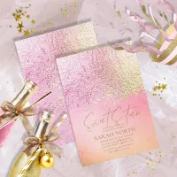 Foil Abstract Sweet Sixteen Gold Peach ID776 Invitation