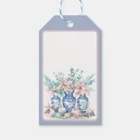 Chinoiserie Vases with Eucalyptus & Poinsettias  Gift Tags