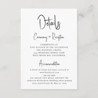 Minimal Script Typography Wedding Details Enclosure Card