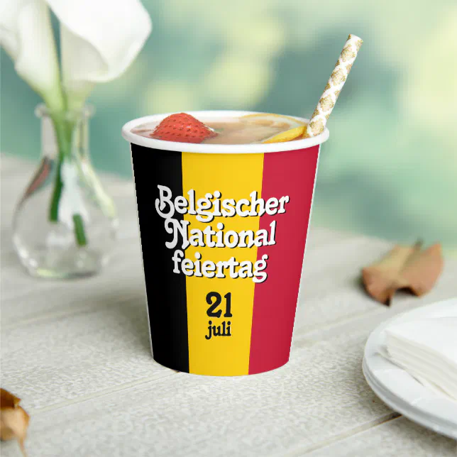 German Belgischer Nationalfeiertag Belgian Flag Paper Cups