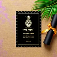 Luxury Black & Gold Tropical Graduation Party Foil Invitation