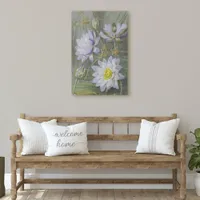 Ellis Rowan Blue White Water Lily Vintage Flowers Faux Canvas Print