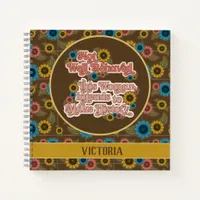 Women's Empowerment Retro 60s & 70s Floral Yellow Notebook