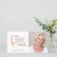 Rose Gold Your Wings Were Ready Photo Sympathy  Thank You Card