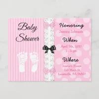 Pink Lace and Bow's Girl's  Baby Shower Invitation