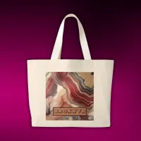 Name Monogram Modern Gold & Maroon Geode | Large Tote Bag