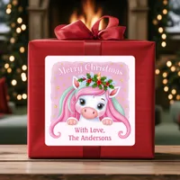 Cute Unicorn Merry Christmas Custom Gift Stickers
