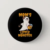 Moms Little Boo Monster Funny Graphic Button