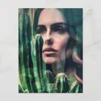 Double Exposure Cactus Woman Postcard