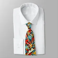 Colorful Shapes Intertwined in Abstract Style Neck Tie