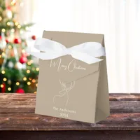 Beige white abstract reindeer modern Christmas Favor Boxes