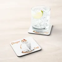 Orange Ginger and White Cat Personalized Beverage Coaster