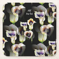 Sublime Watercolor Arum Calla Lilies Square Paper Coaster