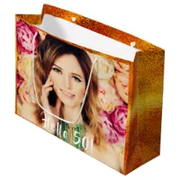 50th birthday photo hello 50 gold large gift bag