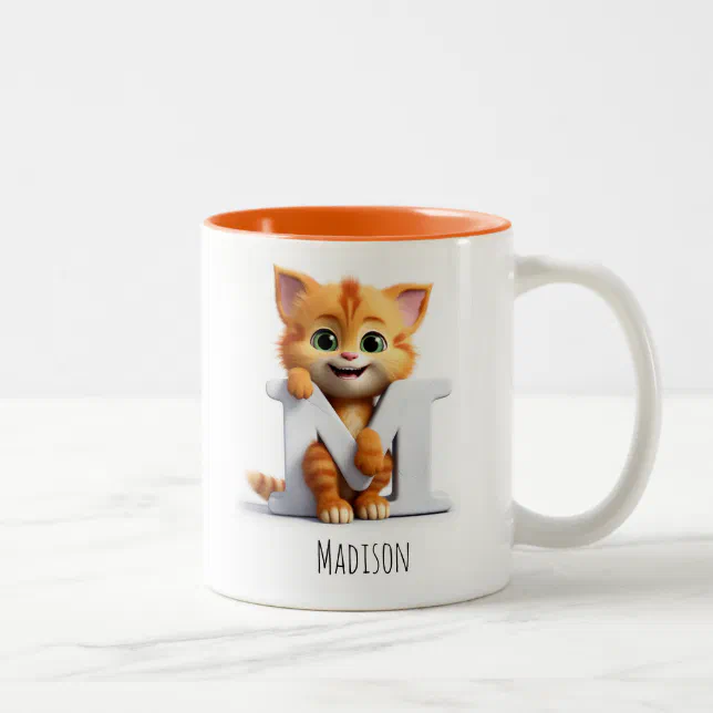 Letter M Cat Alphabet Monogram Coffee Mug