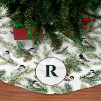 Monogram Country Christmas Birds Pine Branches Brushed Polyester Tree Skirt