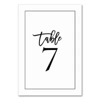 Stylish Black Typography and Border Wedding Table Number