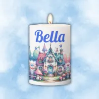 Pink & Blue Fairy Cottage Core Monogram on White | Pillar Candle