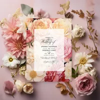 Blush Pink, Ivory, and Gold Floral Wedding Invitation