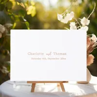 Rose gold white wedding  foil guest book 