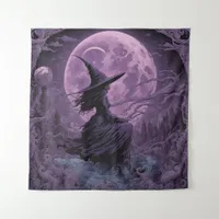 Purple Witch Halloween Tapestry