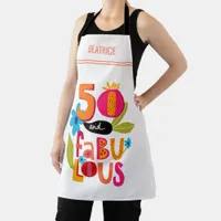 50 and Fabulous 50th Birthday Whimsical Lettering  Apron