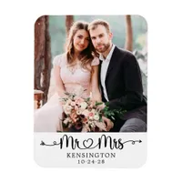 Personalized Mr Mrs Typography Wedding Photo Magnet