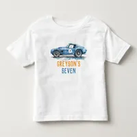 Boys Cool Blue Racing Car Kids Birthday Toddler T-shirt