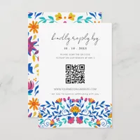 Vibrant Mexican Floral Fiesta Wedding QR code RSVP Card