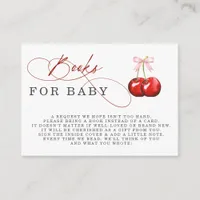 Coquette Cherry Pink Bow Baby Shower Book Request Enclosure Card