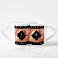 Elegant 32nd Bronze Wedding Anniversary Coffee Mug Set