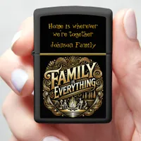 Elegant Family Beach Campfire Gold Scene AI Art Zippo Lighter