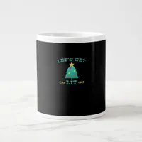 Let's Get Lit Funny Drunk Drinking Christmas Tree  Giant Coffee Mug