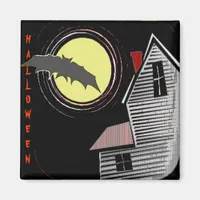 Haunted House Full Moon and Bat Magnet