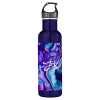 Personalized Purple, Blue, Pink Marble Bokeh   Stainless Steel Water Bottle