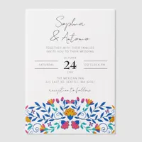 Colorful Mexican Floral Fiesta Wedding Vellum Invitations