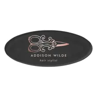 Vintage Rose Gold Scissors Hair Stylist Business Name Tag