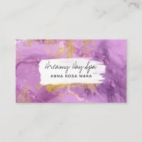 *~* Beauty Spa QR Abstract Magenta Gold Glitter  Business Card