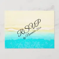 RSVP Ocean Shore Beach Themed Wedding Postcard