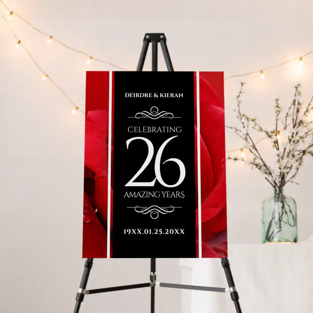 Elegant 26th Rose Wedding Anniversary Celebration Foam Board