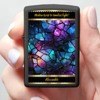 Captivating Holographic Patterns in Cosmic Hues Zippo Lighter