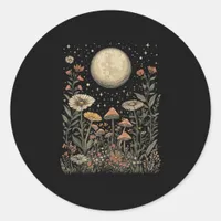 Cottagecore Moon Mushroom Moonphase Goblincore Classic Round Sticker