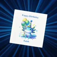 Blue and Green Axolotl Boy's Birthday Party Napkins