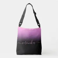 Purple black gradient monogram name crossbody bag