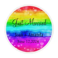 Just Married Rainbow Colors Edible Frosting Rounds