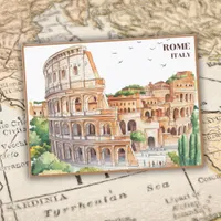 Rome Italy Colosseum Travel Art Cartoon  Postcard