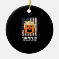 Trumpkin Patriotic Halloween Ceramic Ornament