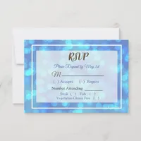 Blue Bokeh Wedding RSVP card