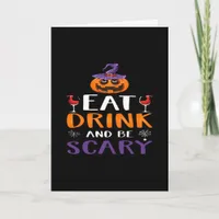 Eat Drink And Be Scary Halloween Party Witch Drink Card