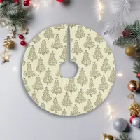 Cream Scripted Tree Pattern Holiday Brushed Polyester Tree Skirt